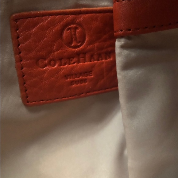 Cole Haan-Orange Pebble Leather Satchel-Hobo Bag - Picture 6 of 8